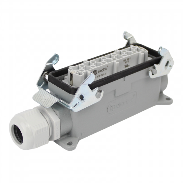 Industriesteckverbinder - Sockelgehäuse + Buchse 24 Polig 16A - Metall